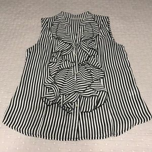 Versona black and white striped ruffle blouse